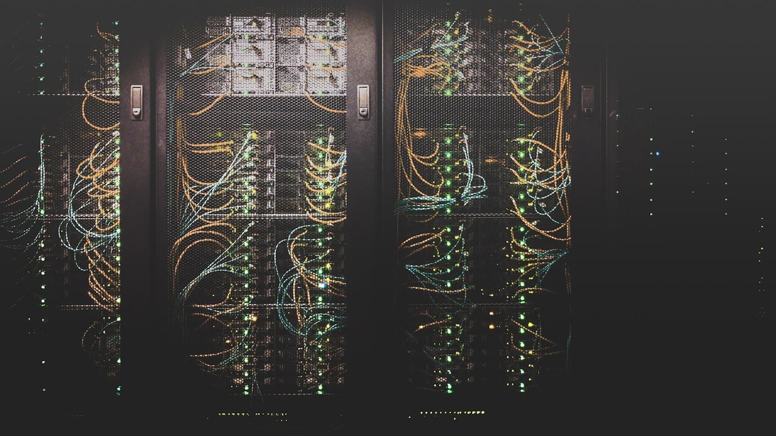 Server racks inside a data centre — cooling these halls consumes significant treated water