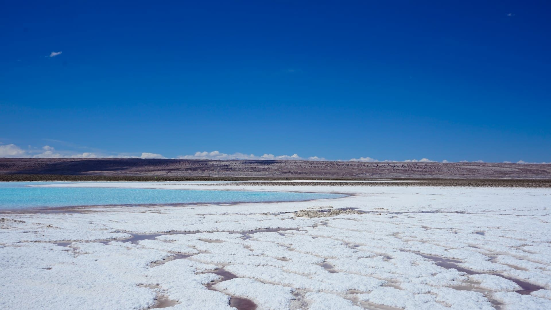 Salt-crusted brine pools in the Atacama — the feedstock for direct lithium extraction
