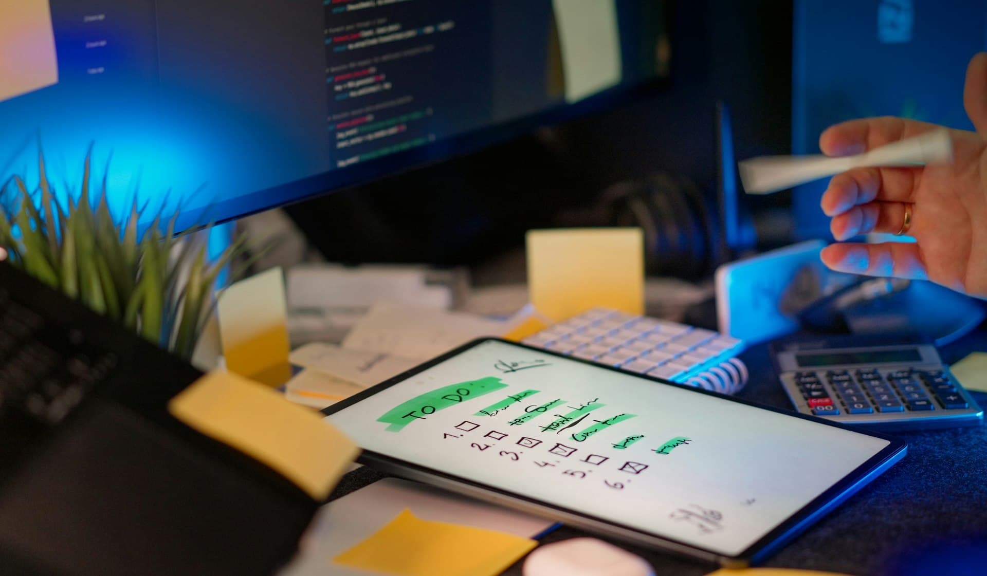 Reviewing a project checklist and charts on a tablet — building the financial case