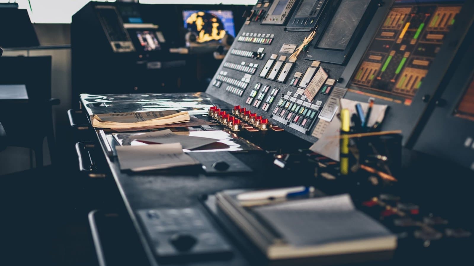 Industrial control room with monitoring screens and process dashboards, the supervisory environment that SCADA in water treatment provides