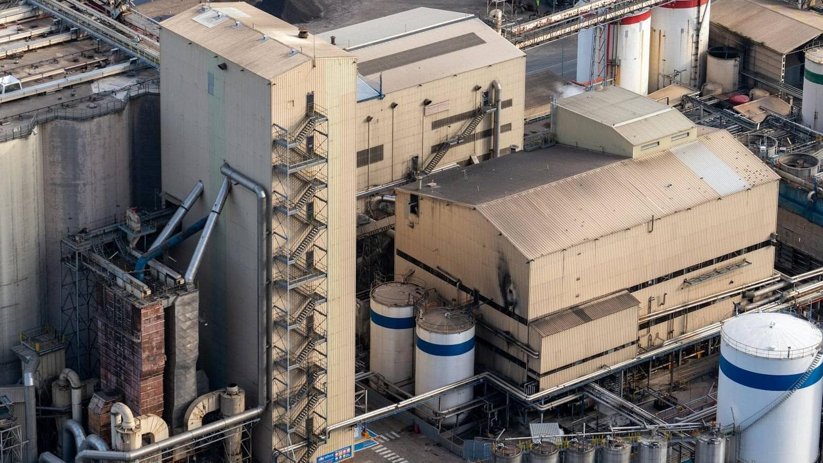 Aerial view of a large industrial factory complex showing the scale of process plant infrastructure required for zero liquid discharge evaporation systems
